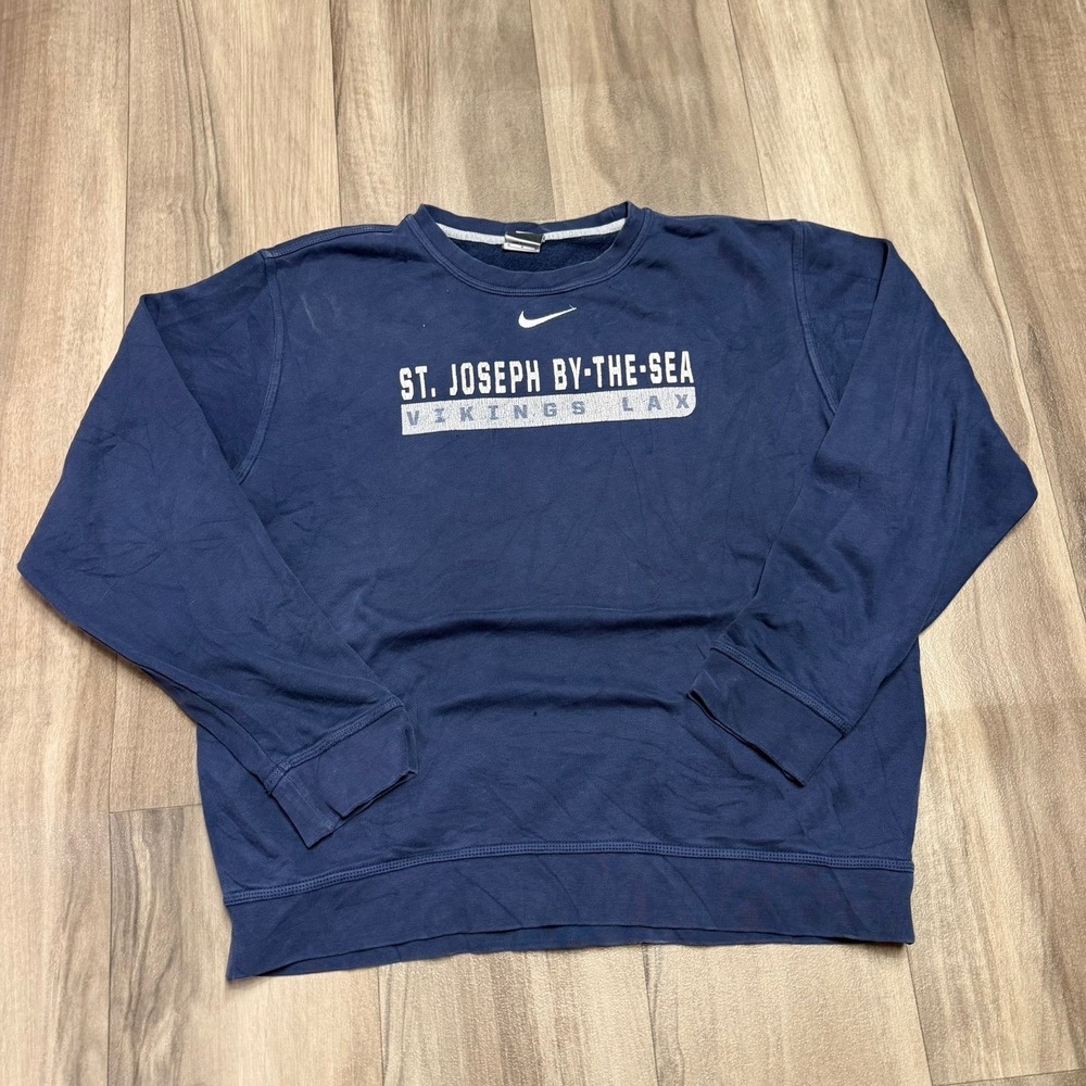 Nike St Joseph By-The-Sea Vikings Lax Sweatshirt Navy Blue Mens Medium